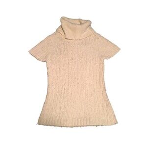 ✨️3 For $20✨sweater Women XL cream Alpaca Wool Blend short sleeve turtleneck 90s